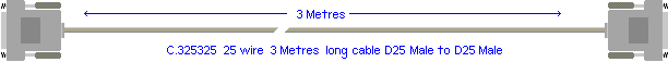 C.325325 3 metre 25 wire Male to Male cable from switch-Box to PC's parallel port