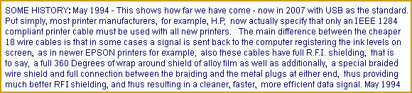 A Brief history of IEEE 1284-1994 compliant 25 wire Printer Cables