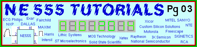 The NE-555 Tutorials and free circuits Page Banner